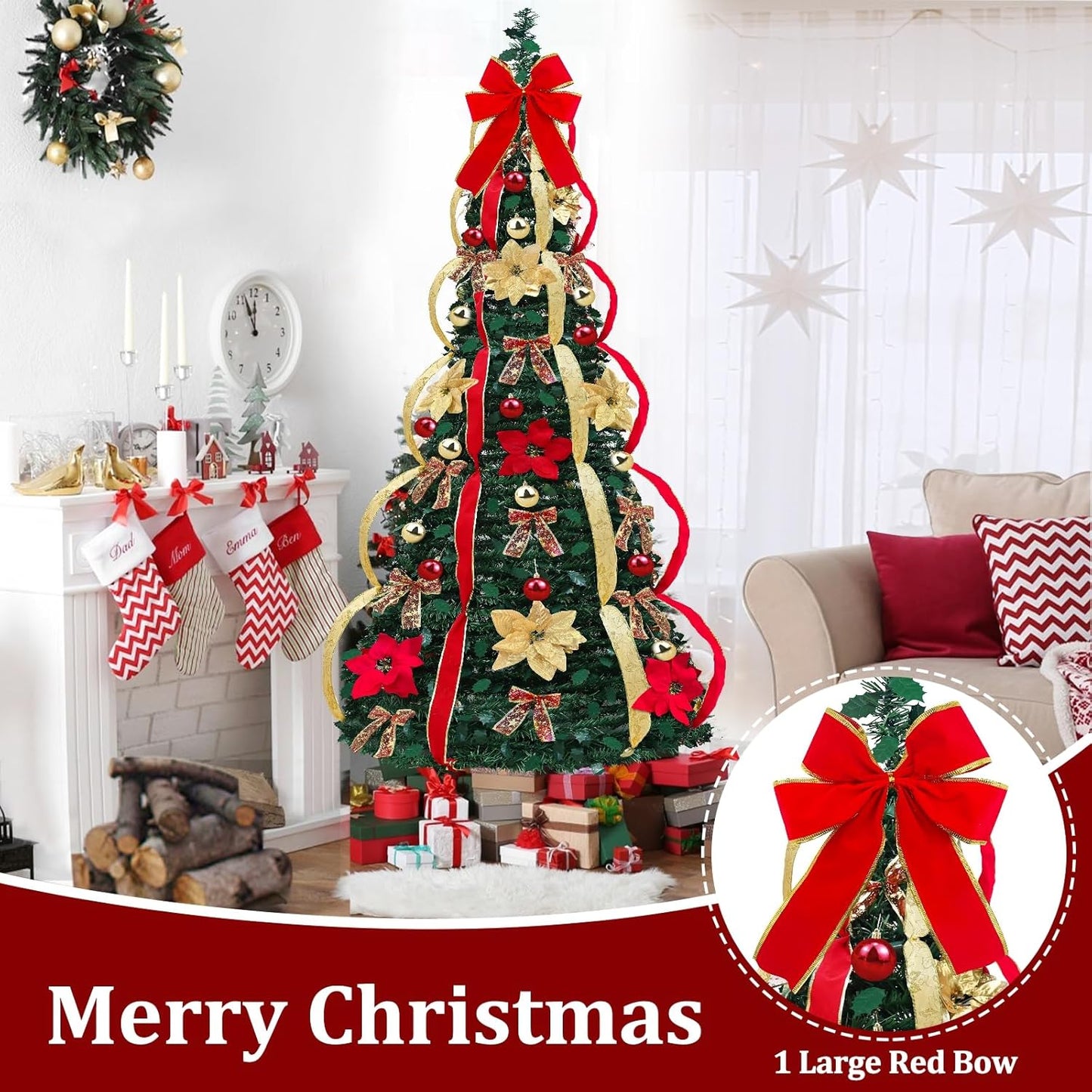 Red Ribbon Pop-Up Tree (6.5 ft)