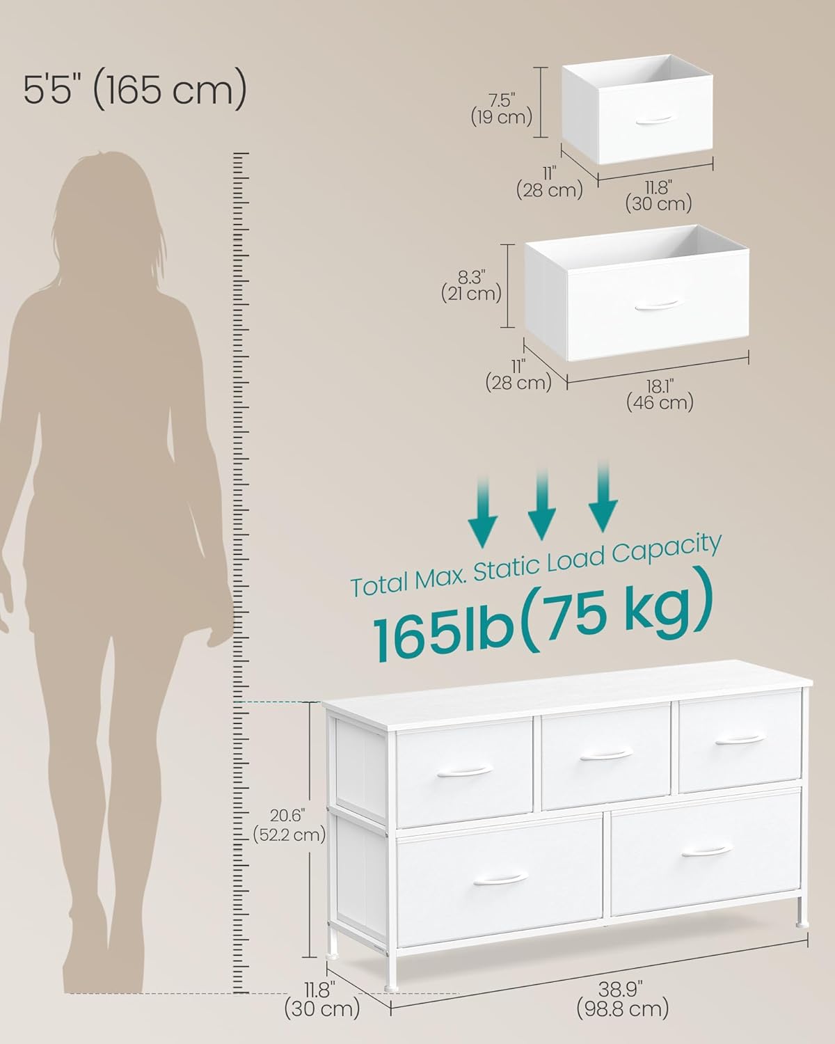 Moderna 5-Drawer Dresser