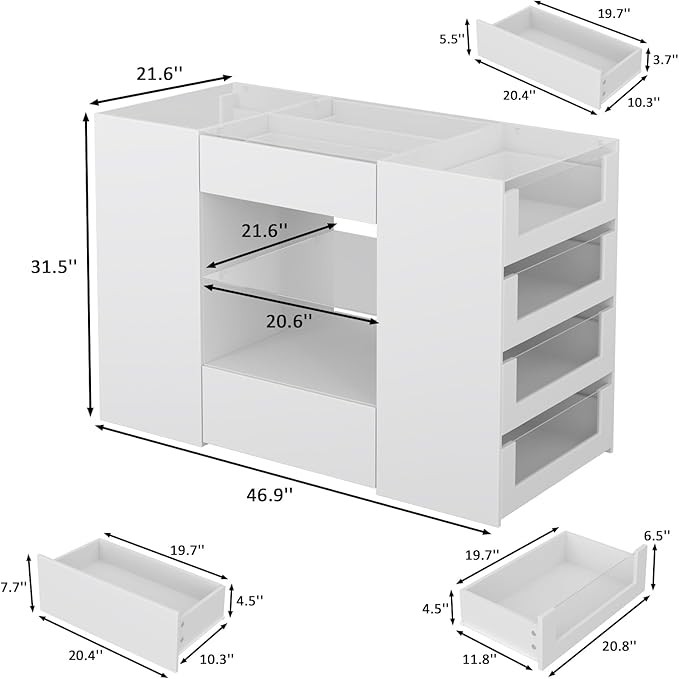ClosetLux GlassTop Island Dresser