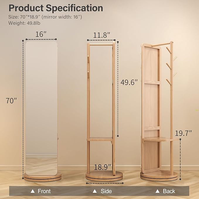 Reflect & Store Full-Length Mirror Rack