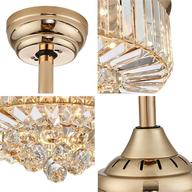 LumiCrystal Retractable Chandelier Fan