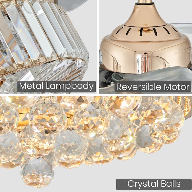 LumiCrystal Retractable Chandelier Fan