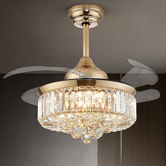 LumiCrystal Retractable Chandelier Fan