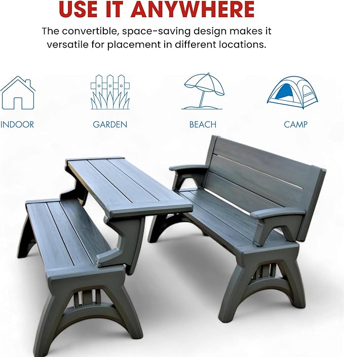 2-in-1 Outdoor Bench & Picnic Table