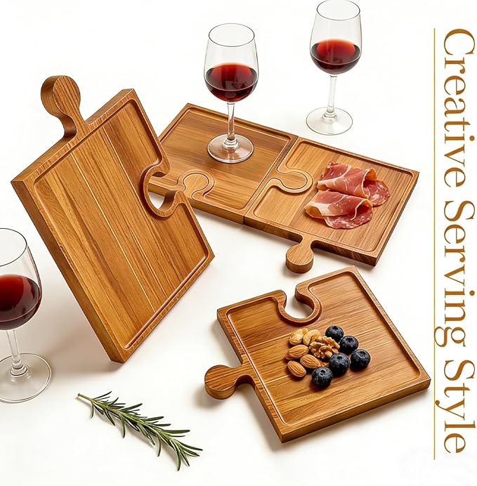 Puzzle Wooden Cutting Board with Handle