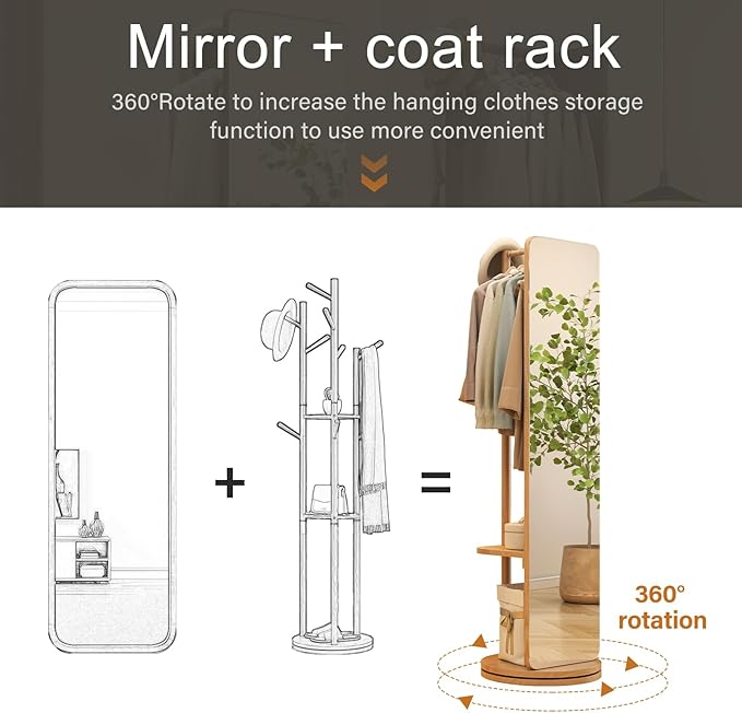 Reflect & Store Full-Length Mirror Rack