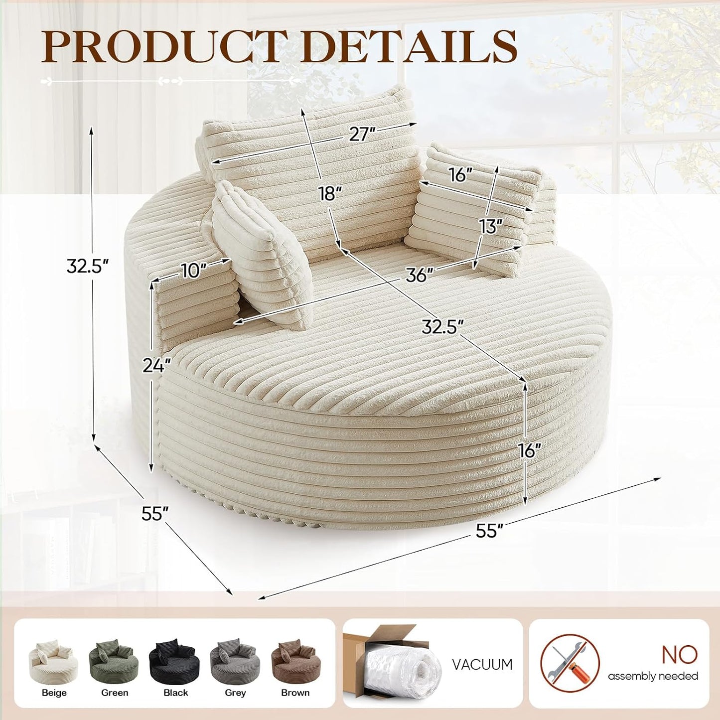 SOVA Oversized Round Chaise