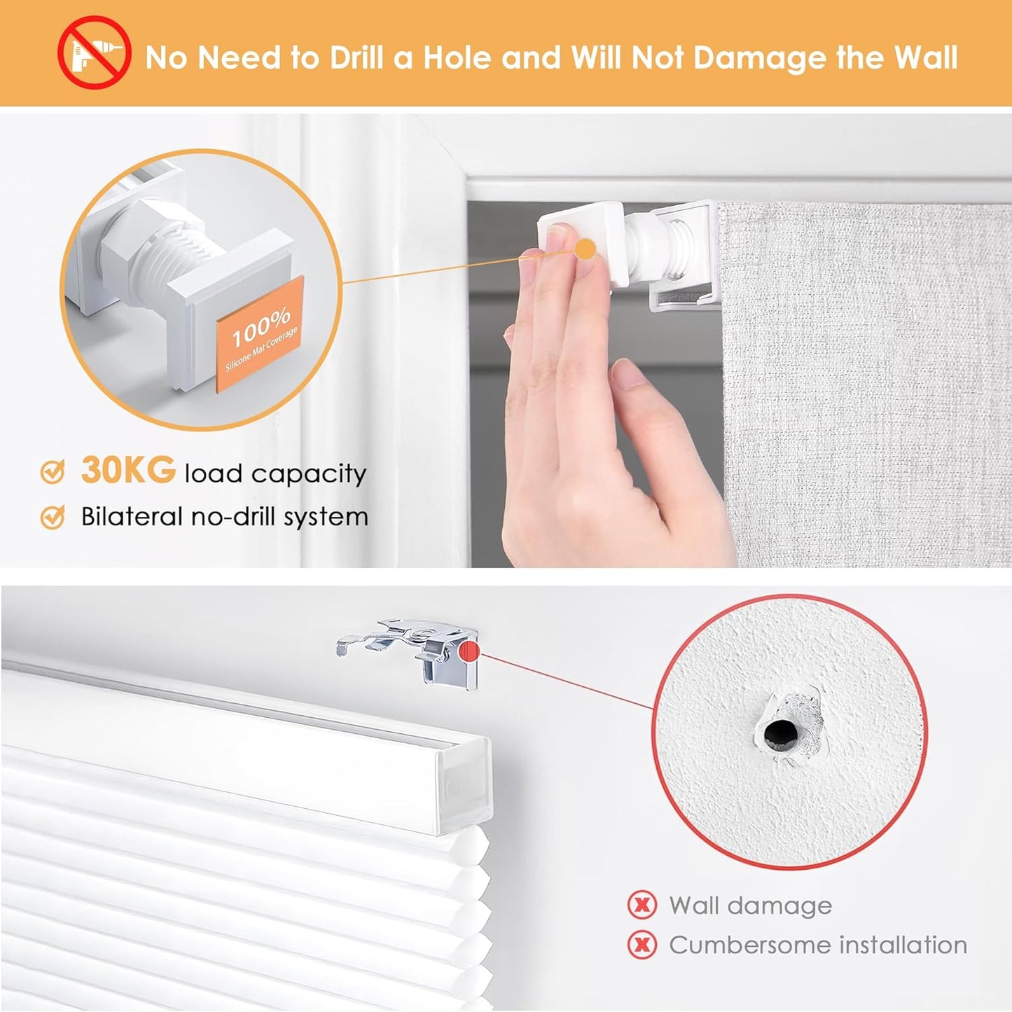 Lunora No-Drill Roman Shades