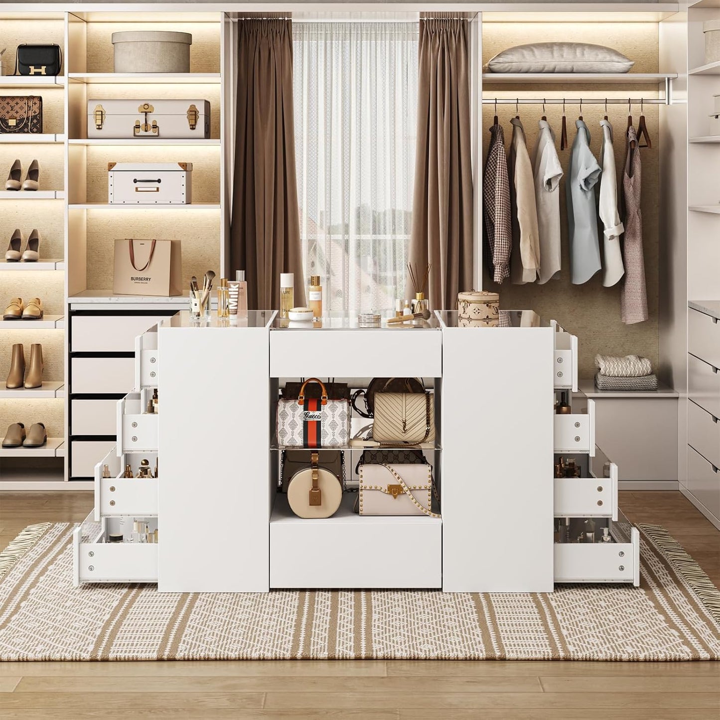 ClosetLux GlassTop Island Dresser