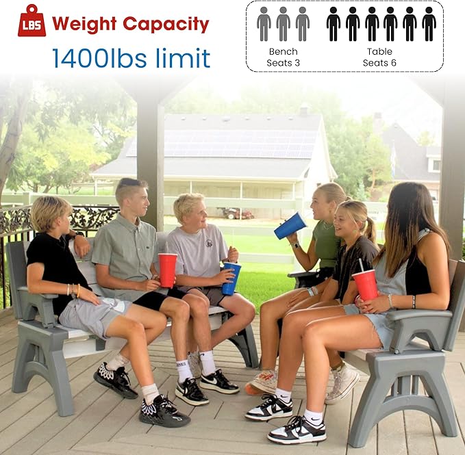 2-in-1 Outdoor Bench & Picnic Table