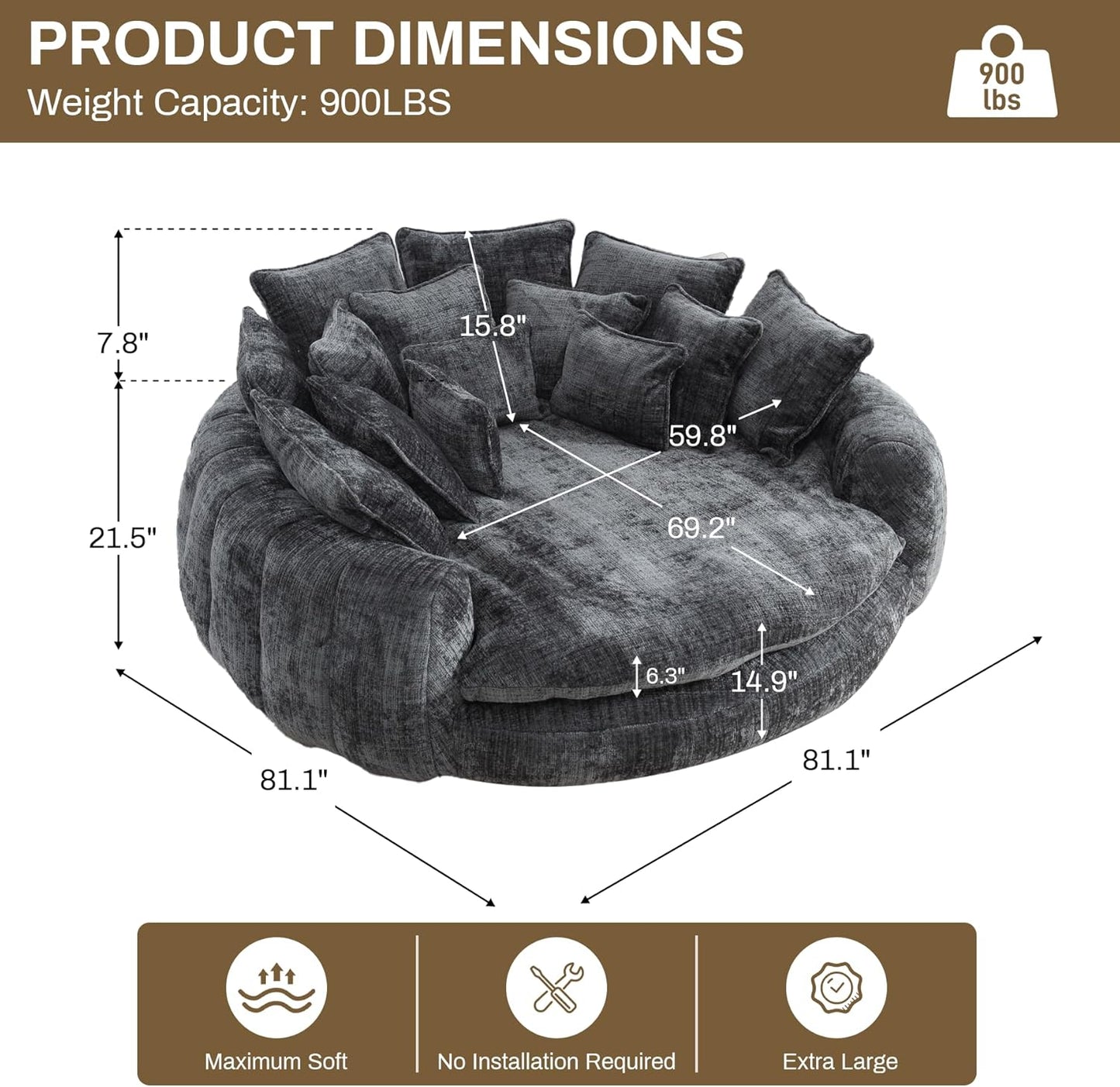 CloudLounge Oversized Round Chaise