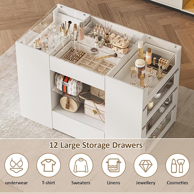 ClosetLux GlassTop Island Dresser